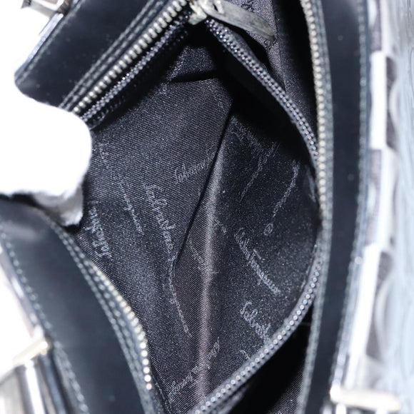 Salvatore Ferragamo Hand Bag Leather Black Silver Auth 148656