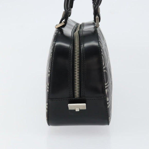 Salvatore Ferragamo Hand Bag Leather Black Silver Auth 148656