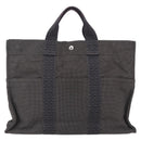 HERMES Her Line Hand Bag MM Canvas Gray Auth 148658-2
