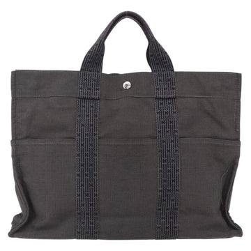 HERMES Her Line Hand Bag MM Canvas Gray Auth 148658 - 0