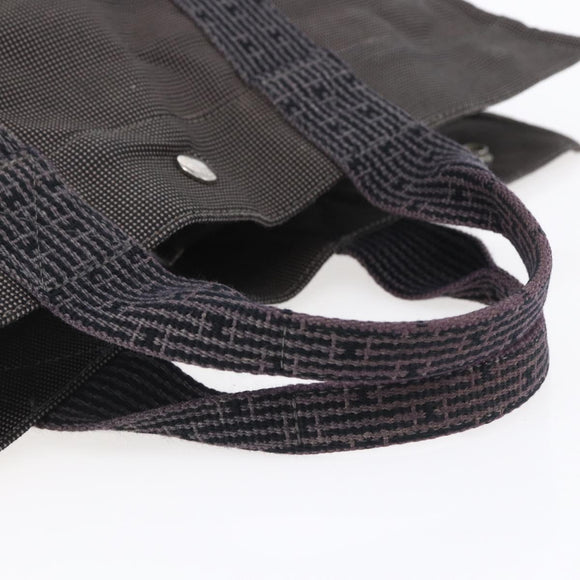 HERMES Her Line Hand Bag MM Canvas Gray Auth 148658