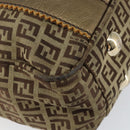 FENDI Zucchino Canvas Hand Bag Beige Black gold Auth 148659-14