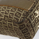 FENDI Zucchino Canvas Hand Bag Beige Black gold Auth 148659-16