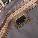 FENDI Zucchino Canvas Hand Bag Beige Black gold Auth 148659-17