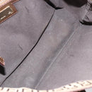 FENDI Zucchino Canvas Hand Bag Beige Black gold Auth 148659-11
