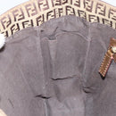 FENDI Zucchino Canvas Hand Bag Beige Black gold Auth 148659-19