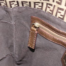 FENDI Zucchino Canvas Hand Bag Beige Black gold Auth 148659-20