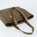 FENDI Zucchino Canvas Hand Bag Beige Black gold Auth 148659-6