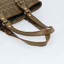 FENDI Zucchino Canvas Hand Bag Beige Black gold Auth 148659-7