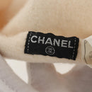 CHANEL Camellia Beret Cap Wool Cream CC Auth 148661M-11
