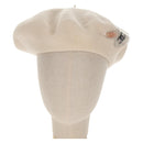 CHANEL Camellia Beret Cap Wool Cream CC Auth 148661M-2
