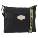 FENDI Shoulder Bag Leather Black Silver Auth 148664-1