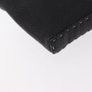 FENDI Shoulder Bag Leather Black Silver Auth 148664-14