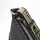 FENDI Shoulder Bag Leather Black Silver Auth 148664-10