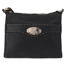 FENDI Shoulder Bag Leather Black Silver Auth 148664-13