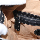 FENDI Shoulder Bag Leather Black Silver Auth 148664-21