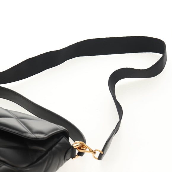 VERSACE Shoulder Bag Leather Black Gold Auth 148667V