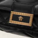VERSACE Shoulder Bag Leather Black Gold Auth 148667V-19