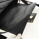 VERSACE Shoulder Bag Leather Black Gold Auth 148667V-10