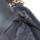 VERSACE Shoulder Bag Leather Black Gold Auth 148667V-22