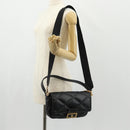 VERSACE Shoulder Bag Leather Black Gold Auth 148667V-24