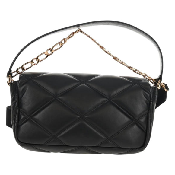 VERSACE Shoulder Bag Leather Black Gold Auth 148667V