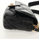 VERSACE Shoulder Bag Leather Black Gold Auth 148667V-4