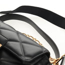 VERSACE Shoulder Bag Leather Black Gold Auth 148667V-7