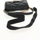 VERSACE Shoulder Bag Leather Black Gold Auth 148667V-8