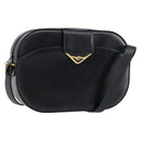 CARTIER Shoulder Bag Leather Black Gold Auth 148672-1