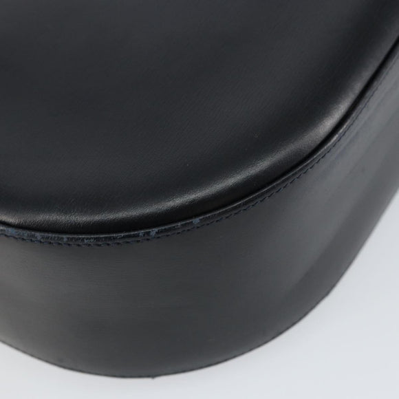 CARTIER Shoulder Bag Leather Black Gold Auth 148672