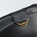 CARTIER Shoulder Bag Leather Black Gold Auth 148672-14