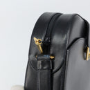 CARTIER Shoulder Bag Leather Black Gold Auth 148672-15