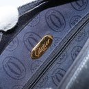 CARTIER Shoulder Bag Leather Black Gold Auth 148672-16