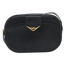 CARTIER Shoulder Bag Leather Black Gold Auth 148672-2