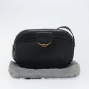 CARTIER Shoulder Bag Leather Black Gold Auth 148672-24