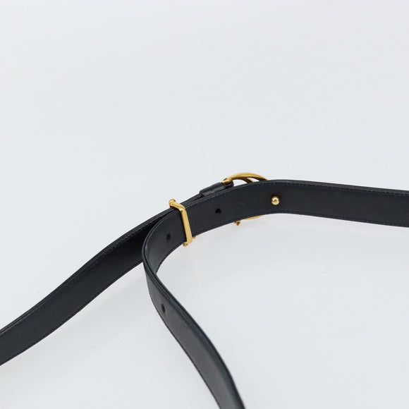 CARTIER Shoulder Bag Leather Black Gold Auth 148672