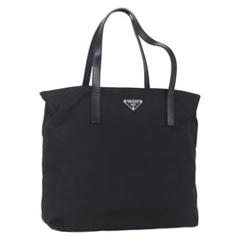 PRADA Semi Shoulder Bag Nylon Black Silver Auth 148673