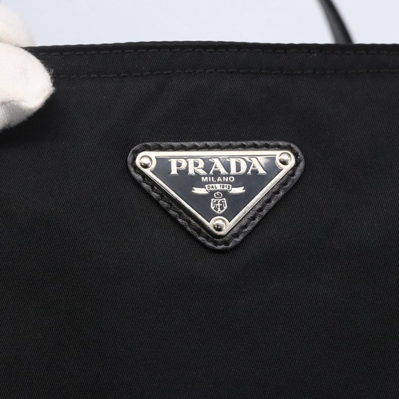 PRADA Semi Shoulder Bag Nylon Black Silver Auth 148673