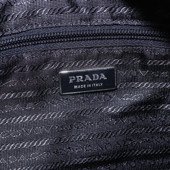 PRADA Semi Shoulder Bag Nylon Black Silver Auth 148673