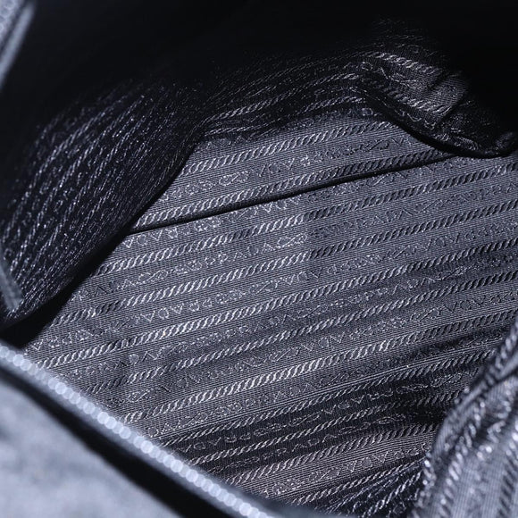 PRADA Semi Shoulder Bag Nylon Black Silver Auth 148673