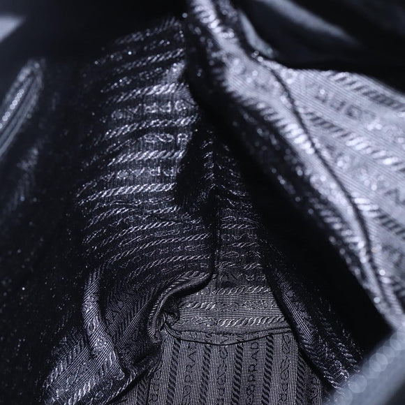 PRADA Semi Shoulder Bag Nylon Black Silver Auth 148673