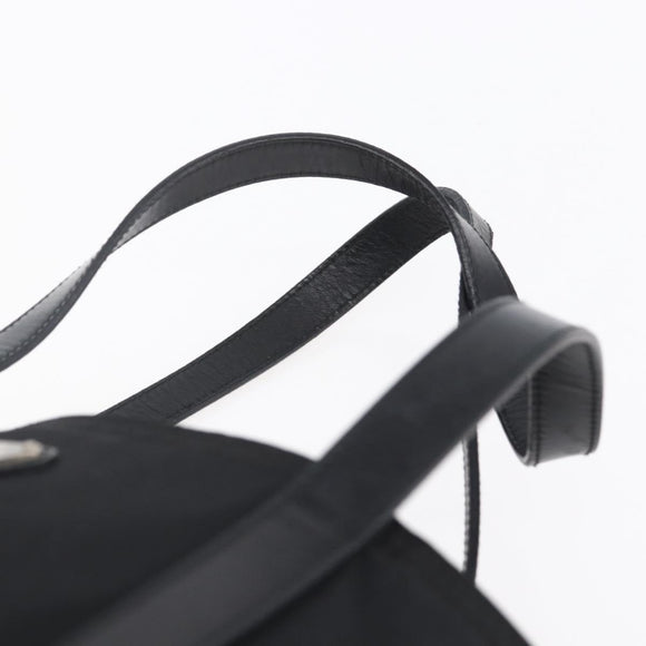 PRADA Semi Shoulder Bag Nylon Black Silver Auth 148673