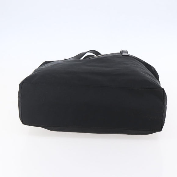 PRADA Semi Shoulder Bag Nylon Black Silver Auth 148673