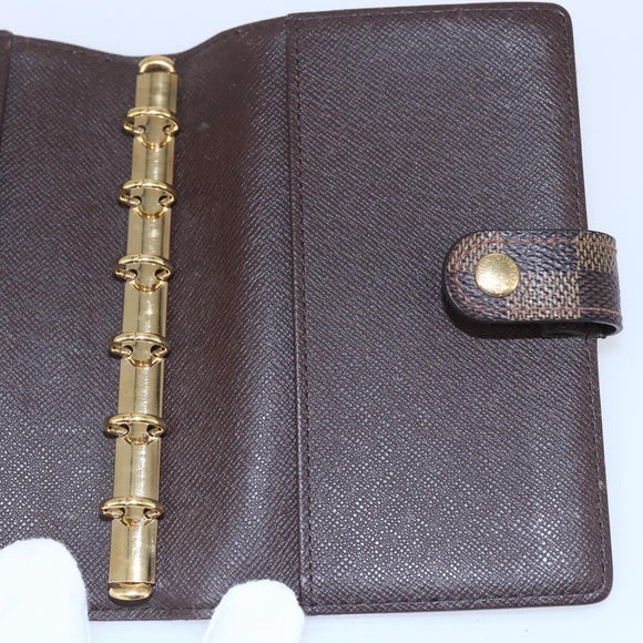 LOUIS VUITTON Damier Ebene Agenda PM Day Planner Cover R20700 LV Auth 148674