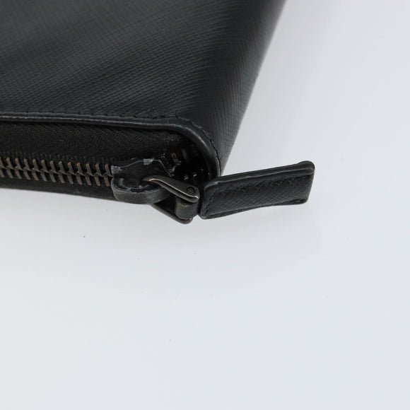 PRADA Round Wallet Safiano leather Black 2ML220 Auth 148677