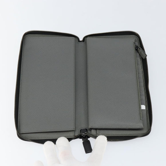 PRADA Round Wallet Safiano leather Black 2ML220 Auth 148677