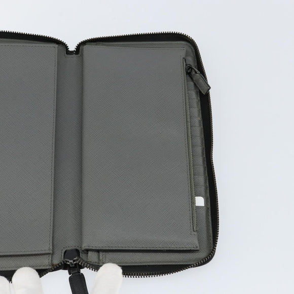 PRADA Round Wallet Safiano leather Black 2ML220 Auth 148677