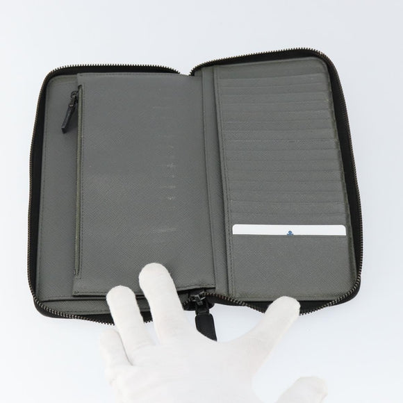 PRADA Round Wallet Safiano leather Black 2ML220 Auth 148677