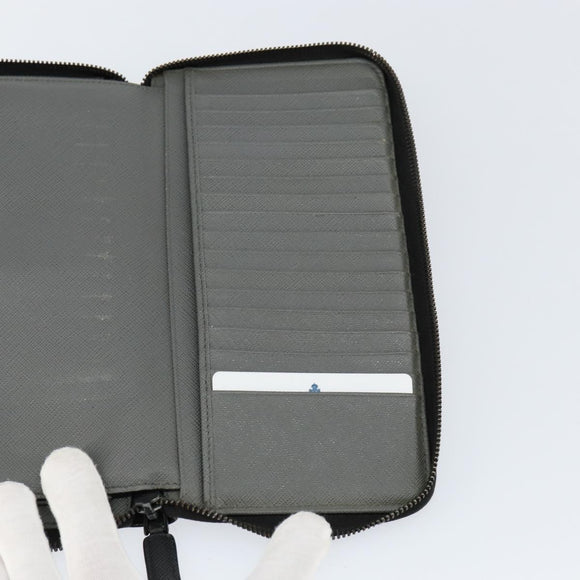 PRADA Round Wallet Safiano leather Black 2ML220 Auth 148677